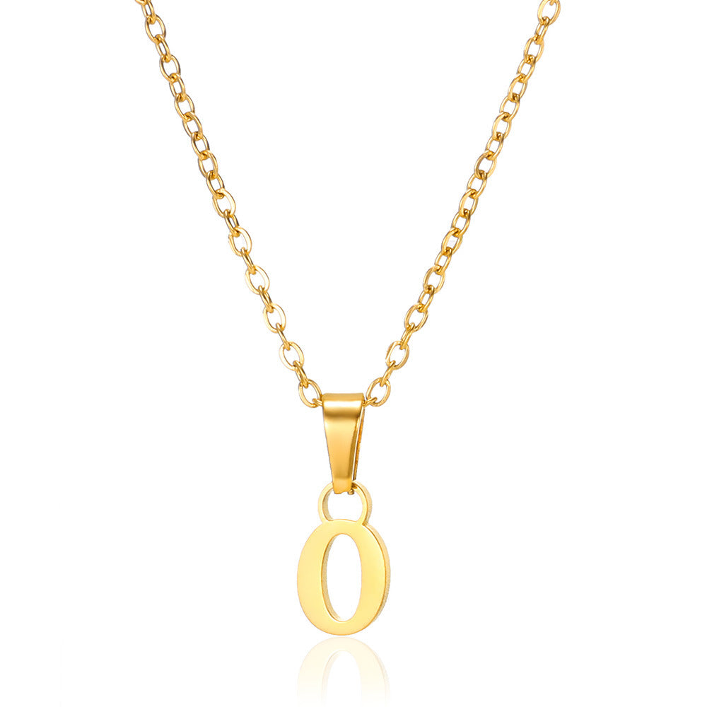 Simple 18K Gold Plating Stainless Steel Small Letter Necklace For Women