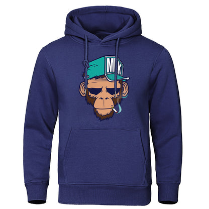 Personality Smoking Monkey Hoodie Sweatshirt Hip Hop Casual Street Hooded