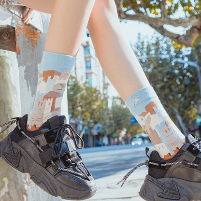 Colorful Creative Graffiti Portrait Personalized Mid-calf Length Socks