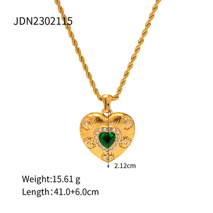 18K Gold Texture Handmade Love Heart Pendant Necklace