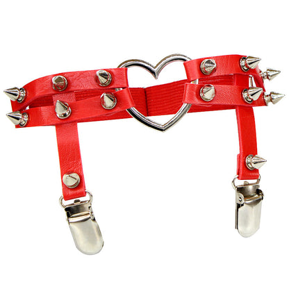 Harajuku Punk Love Heart-shaped Leather Handmade Rivet Punk Hip Hop Leg Ring Ankle Ring Garter