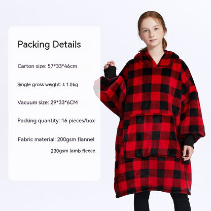 European And American Style Flannel Hooded Lazy Blanket Children Plus Size Cashmere Hoodie