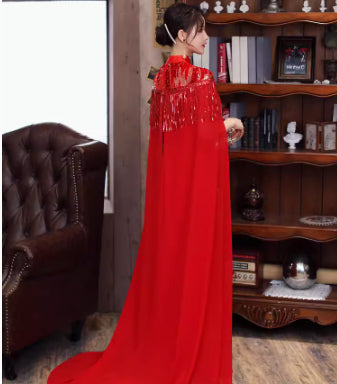 Performance Costume Chinese Style Slimming With Cape