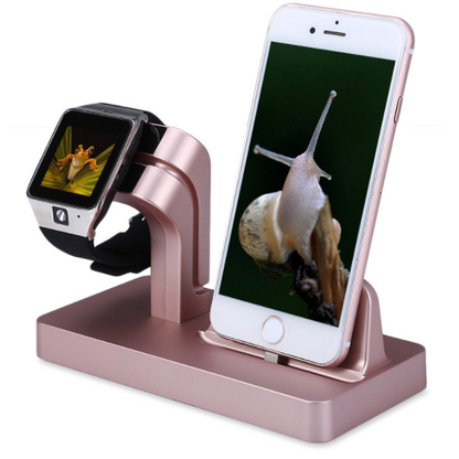 Compatible with Apple, Compatible with Apple , 2 In 1 Charging Dock Station Desktop Cradle Phone Stand for iPhone X 8 7 Plus 6S 5 5S SE for Iphone Watch I II III Charger Holder