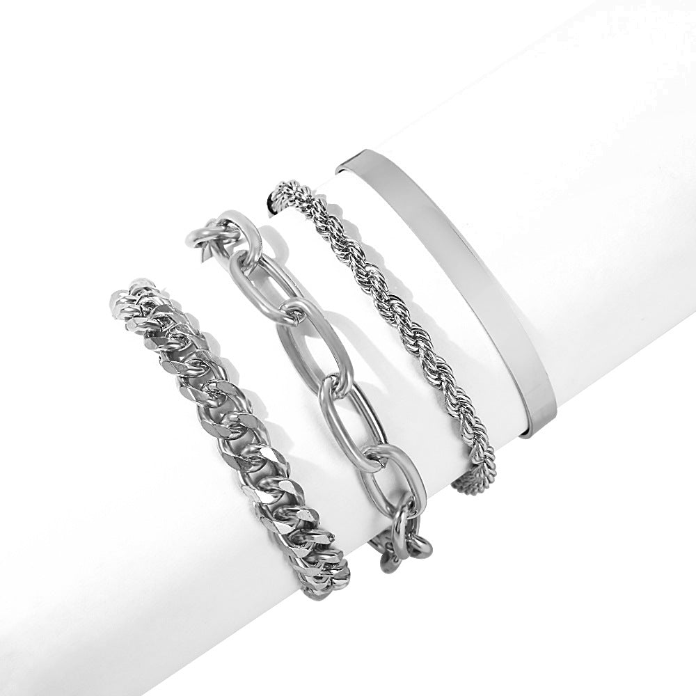 Exaggerated Alloy Thick Chain Multi-layer Bracelet Women European And American Fashion