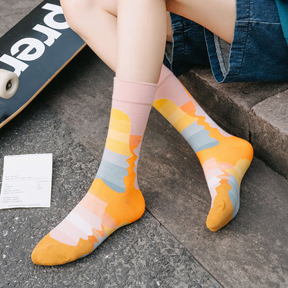 Autumn And Winter Graffiti Portrait Personalized Mid-calf Length Socks Creative