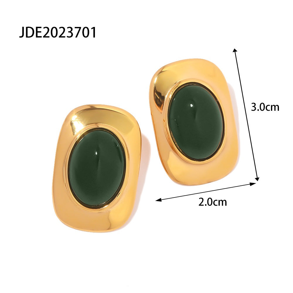 18K Gold Retro Affordable Luxury High-grade Oval Earrings