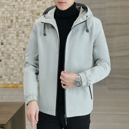 Coat Men's Autumn And Winter New Hooded Fleece-lined Thickened Solid Color Men's Jacket