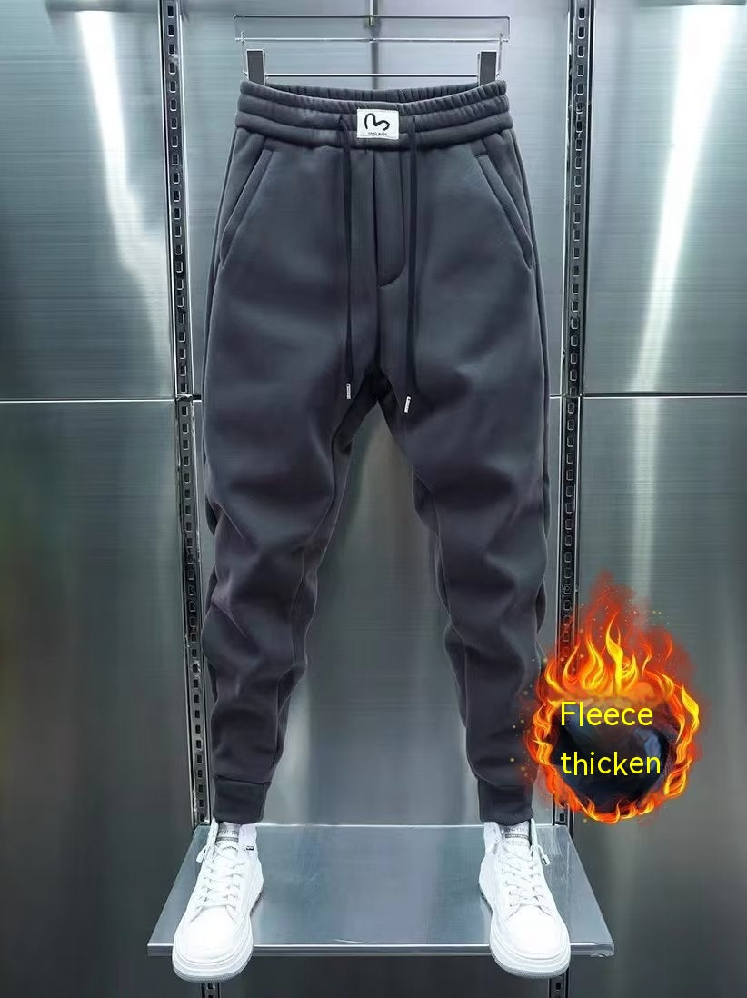 Men's Korean-style Trendy Sports Trousers Fleece-lined Trendy Brand Ankle Length Ankle-tied Sweatpants