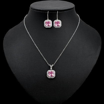 High-end New Light Luxury Zircon Necklace Earrings Set