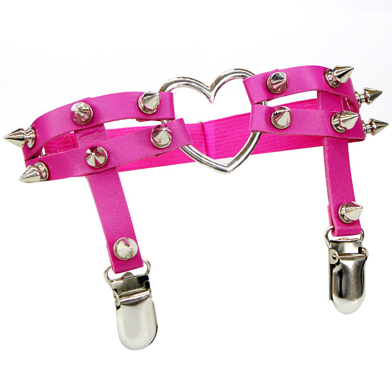 Harajuku Punk Love Heart-shaped Leather Handmade Rivet Punk Hip Hop Leg Ring Ankle Ring Garter