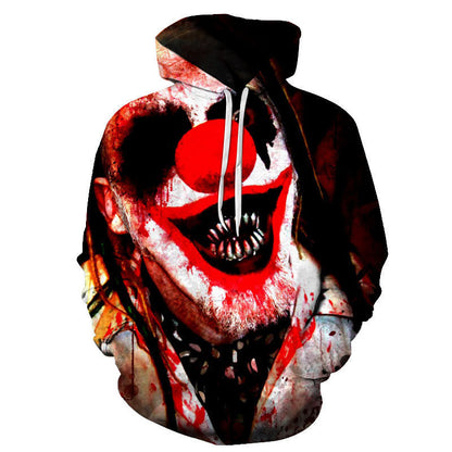 Hoodies Evil Clown Digital Printing Loose Hooded Casual Sweatshirt