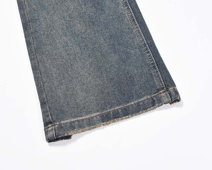 American Street Retro Washed Make Old Ripped Jeans