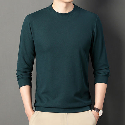 Autumn Thin Round Neck Long Sleeve T-shirt Solid Color Men's Top