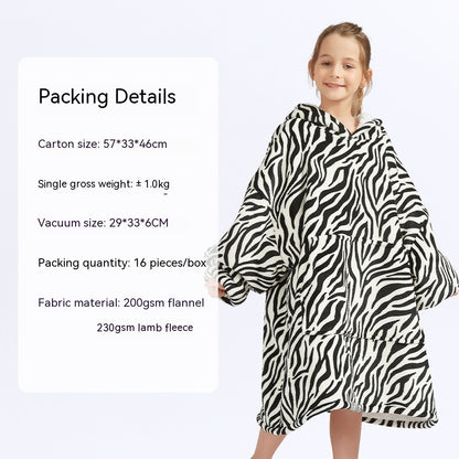 European And American Style Flannel Hooded Lazy Blanket Children Plus Size Cashmere Hoodie