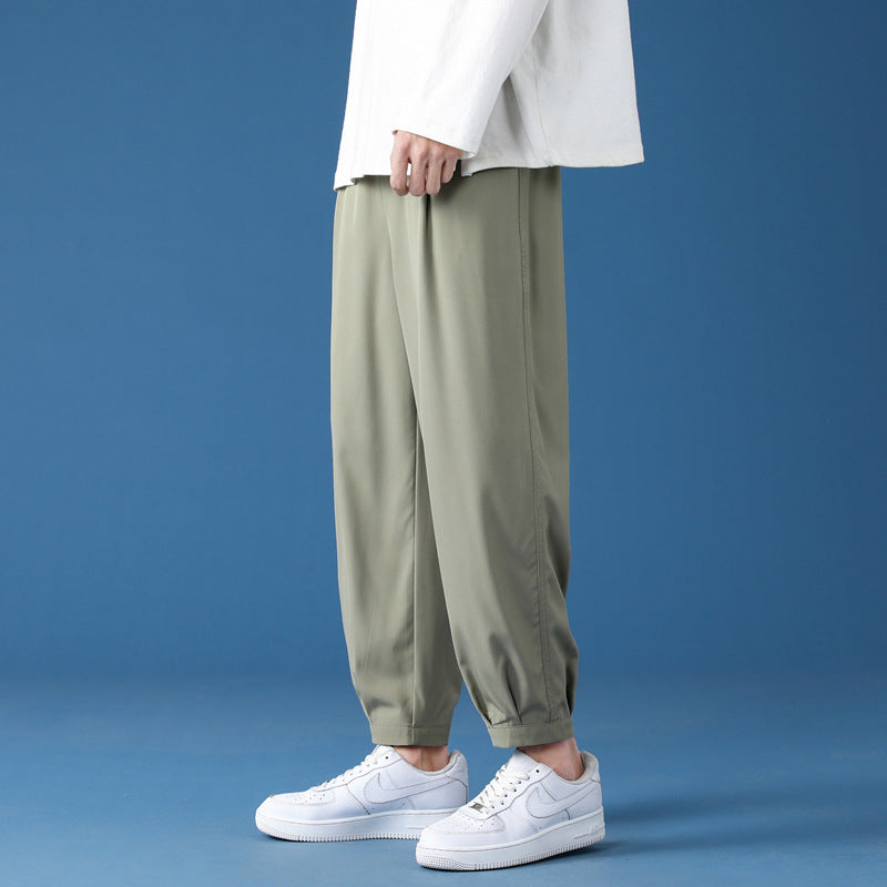 Draping Ice Silk Casual Pants Suit Pants Loose Thin Cropped Pants