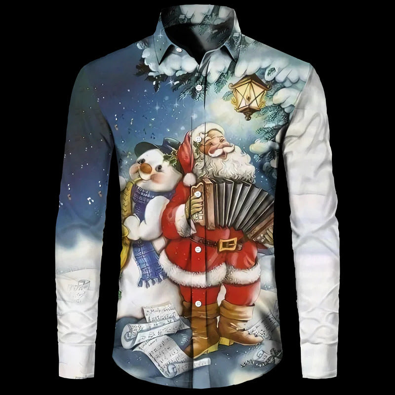 European And American Long Sleeve Shirt Christmas Series 3D Digital Printing