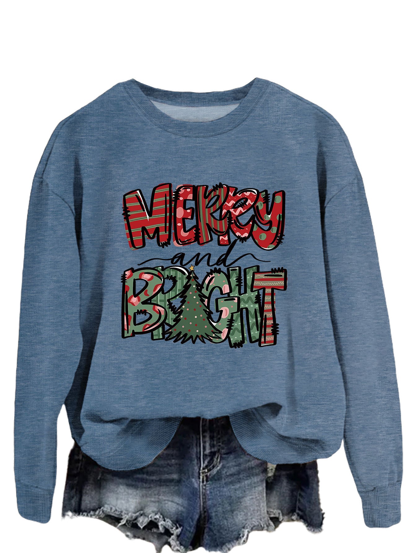 Trendy Sweater Merry And Bright Fallwinter Round Neck Long Sleeve Top In Stock