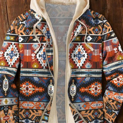 Personal Leisure Printed Men's Hooded Jacket Coat Cotton Coat