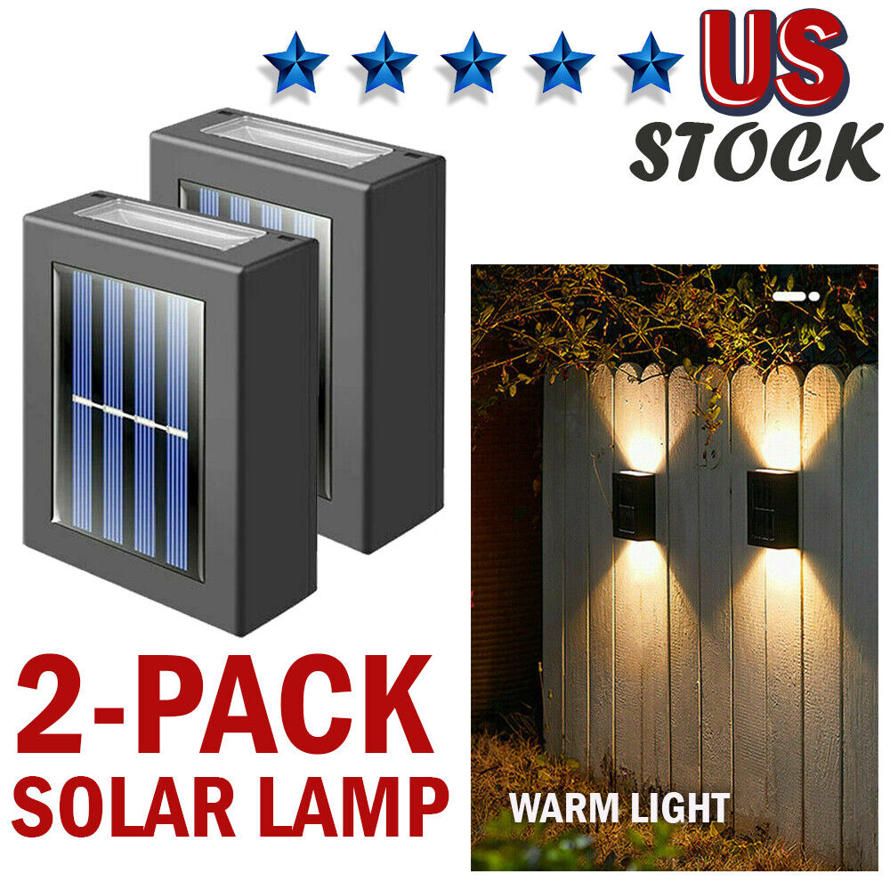 2 Pack New Solar Deck Lights Outdoor Waterproof LED Steps Lamps For Stairs Fence