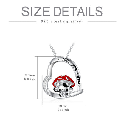 Cow Necklace 925 Sterling Silver Mushroom Cow Pendant Cute Animal Jewelry for Women Girls