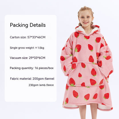 European And American Style Flannel Hooded Lazy Blanket Children Plus Size Cashmere Hoodie