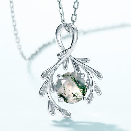 S925 Silver Green Moss Pendant