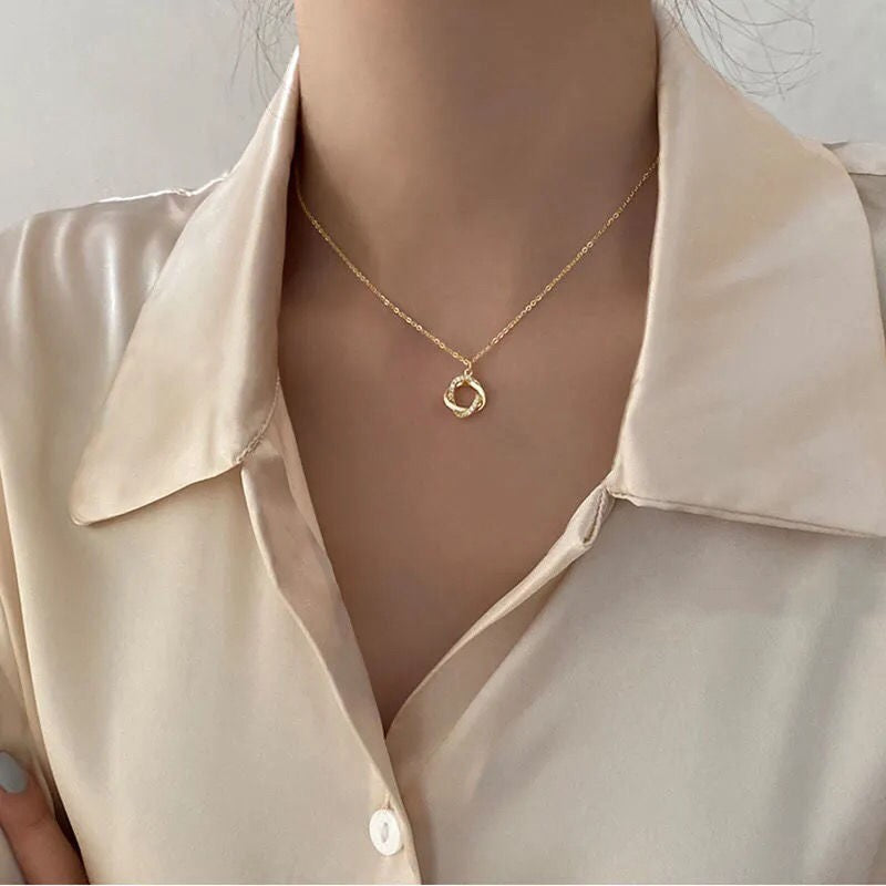 Japanese And Korean Simple Braided Ring Necklace For Women