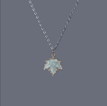 Blue Maple Leaf Simple Alloy Long Sweet Necklace