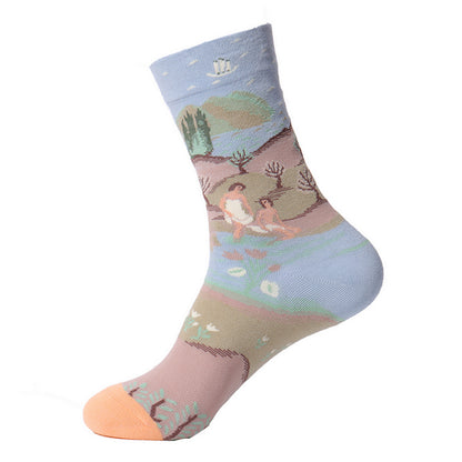 Renaissance Men And Women Mid-calf Spring And Autumn Cotton Sock