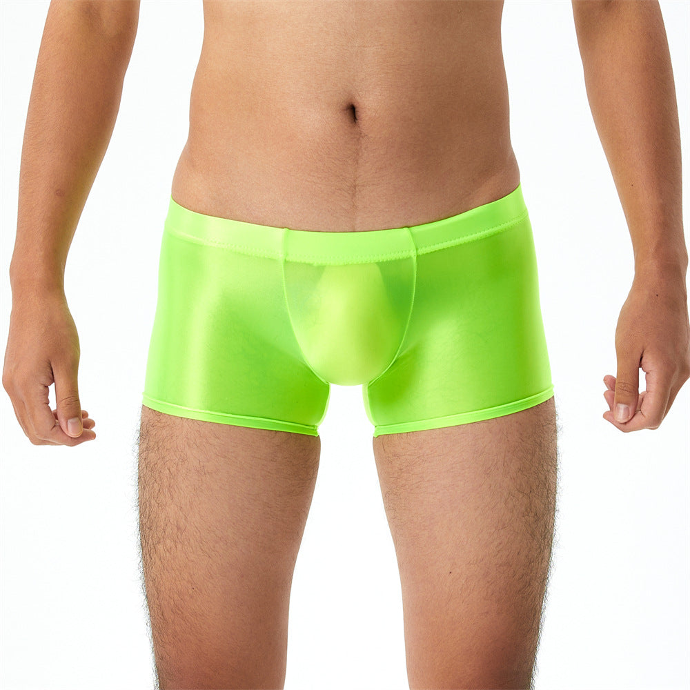 Shiny Glossy Silky Transparent Boxers Pocket U Convex