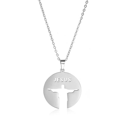 Personalized Silhouette Hollow Text JESUS Pendant