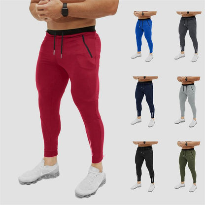 Men's Drawstring Pocket Zipper Design Skinny Sports Pants