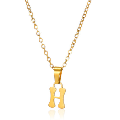 Simple 18K Gold Plating Stainless Steel Small Letter Necklace For Women