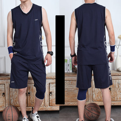 Basketball Sports Suit Men's Summer Casual Wear Sleeveless Thin Vest Running Suit Shorts Sportswear