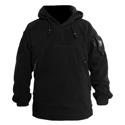 American-style Zipper Pocket Tactical Fleece Sweater Men's Hooded Thickened Thermal