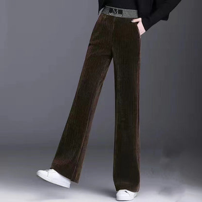 Corduroy Wide-leg Pants Padded Corduroy High Waist