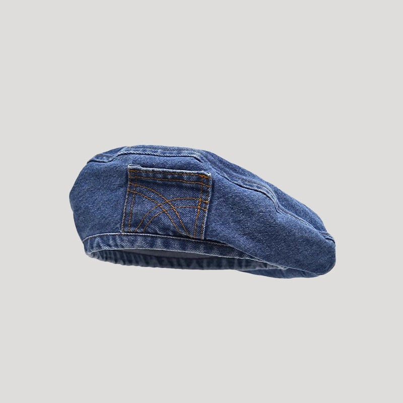 Summer Washed Old Head Circumference Show Face Denim Beret Women