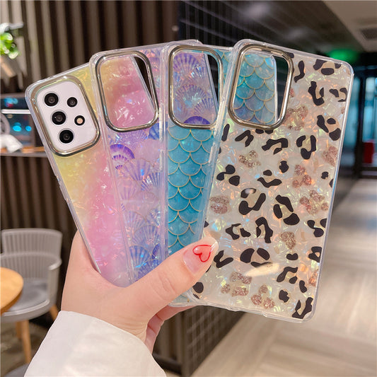 Kauri Watercolor Marble Rainbow Fish Scale S22 Phone Case S22 Anti Fall Case S22 Protective Case S21FE Mobile Phone Case