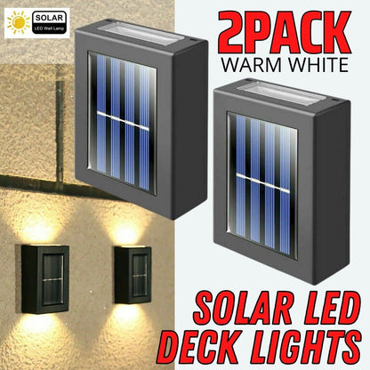 2 Pack New Solar Deck Lights Outdoor Waterproof LED Steps Lamps For Stairs Fence