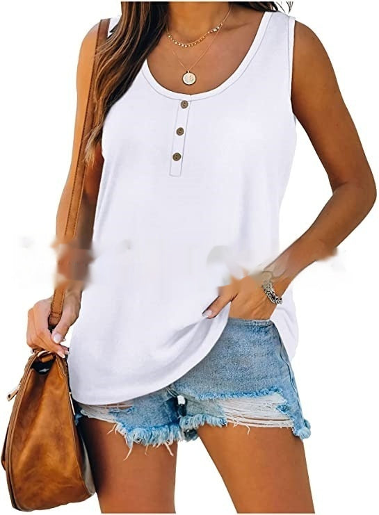 Women's Sleeveless T-shirt Knitted Vest Breasted