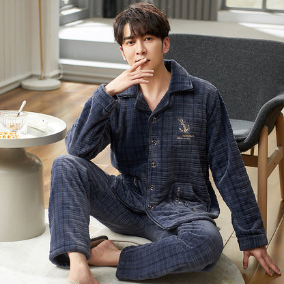 Men's Winter Flannel Pajamas Suit