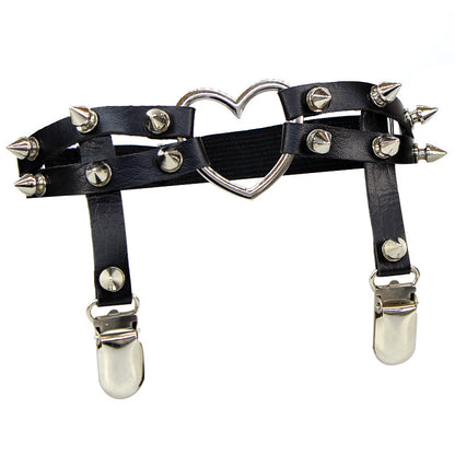 Harajuku Punk Love Heart-shaped Leather Handmade Rivet Punk Hip Hop Leg Ring Ankle Ring Garter