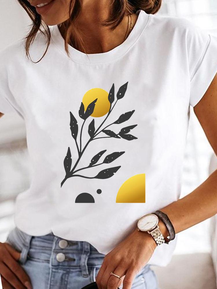 Crew Neck Casual Printed T-shirt For Women