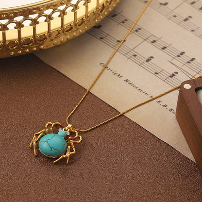 Vintage Turquoise Spider Necklace For Women