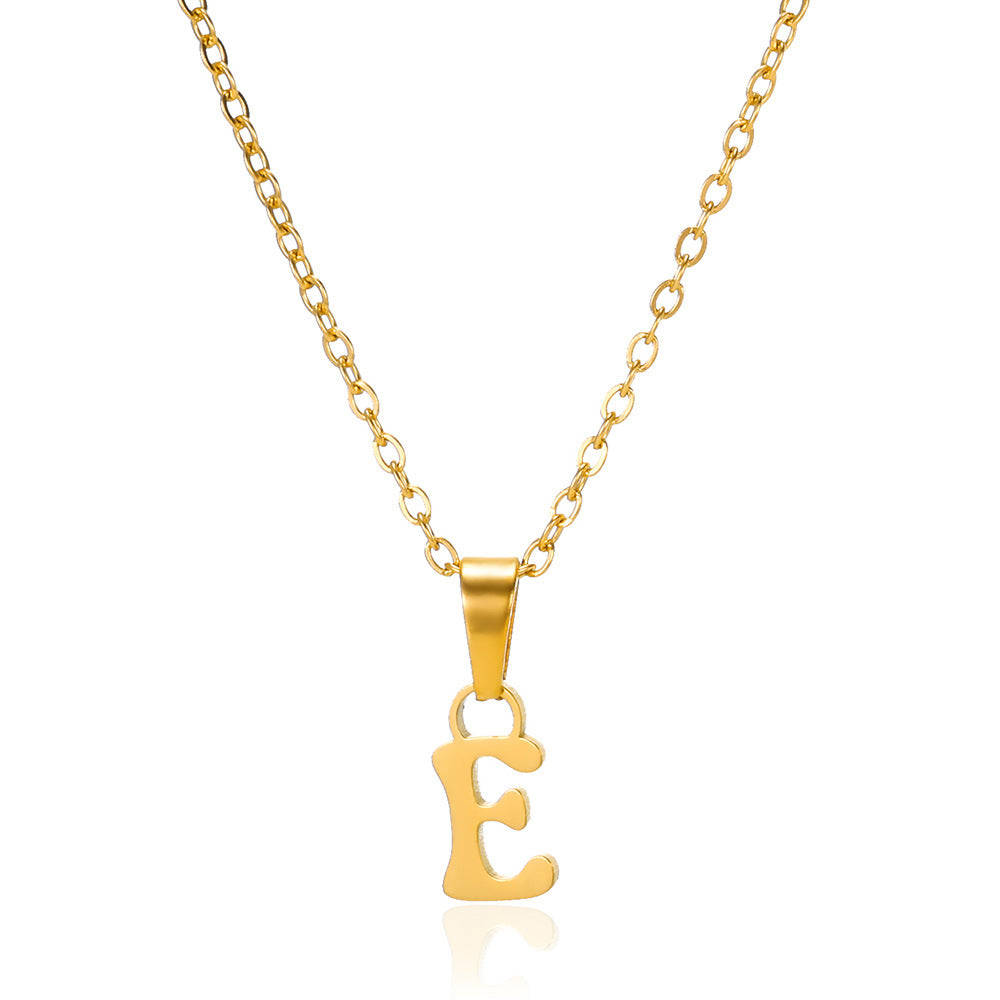 Simple 18K Gold Plating Stainless Steel Small Letter Necklace For Women