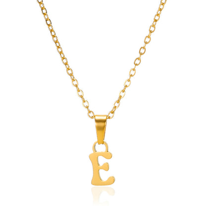 Simple 18K Gold Plating Stainless Steel Small Letter Necklace For Women