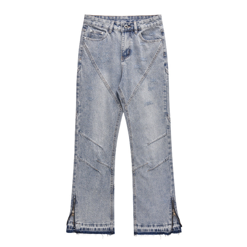 American High Street Leg Opening Zipper Jeans For Men