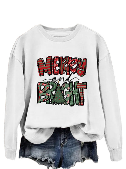 Trendy Sweater Merry And Bright Fallwinter Round Neck Long Sleeve Top In Stock