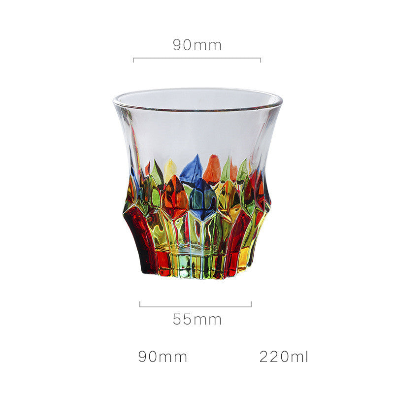 European Style New Enamel Whisky Glass With Colorful Woven Pattern